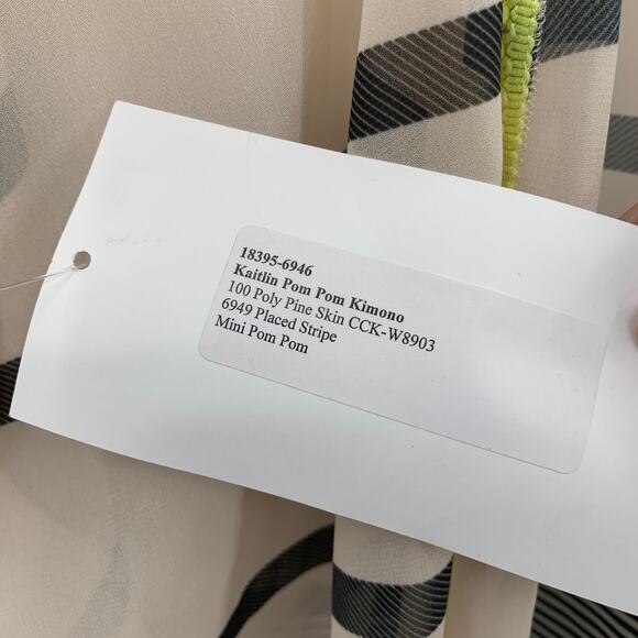 2/$30 FORTUNE Swimwear Cover Up One Size Kaitlin Pom Pom Kimono Cream Neon - Picture 4 of 7